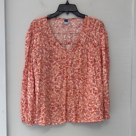 Old Navy Smocked Poetic Swing Blouse Size Large Petite - Picture 2 of 5